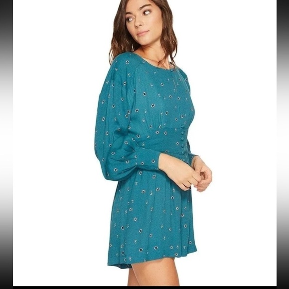 $128 NWT FREE PEOPLE Small LOVE GROWS LONG SLEEVE ROMPER GREEN COMBO - Picture 13 of 14